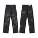 Trendy Fashionable Versatile New Leopard Print Lightning Patch Leather Denim Pants For Men_mkmklike.com