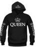 Couple wear QUEEN KING printed hooded long-sleeved couple wear sweatshirt for men and women_mkmklike.com