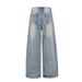 Retro Style Full Rhinestones Heavy Duty Wide Leg Jeans Loose Straight Leg Floor Length Pants For Men And Women Versatile_mkmklike.com
