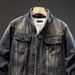 Pulse Pulse Spring Autumn New European And American Street Style Denim Jacket For Men, Turn-Down Collar Casual Jacket, Men's_mkmklike.com