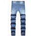Men's Straight Leg Distressed Jeans - High Street Blue Denim Pants For Teen & Streetwear Fashion_mkmklike.com
