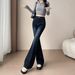 Stretch Flared Jeans For Women - High Waist Bootcut Denim Pants, Slim Fit Vintage Washed Dark Blue, Trendy 70s Retro Style (Ankle/Full/Extra Long)_mkmklike.com