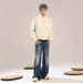 Men's Clothing High Street Retro Rhizome Print Wide Leg Jeans Washed And Distressed Loose And Versatile Straight Leg Floor Length Trousers Trend_mkmklike.com