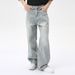 Men's Clothing 2025 Summer New Products American Trendy Drape Washed Light Blue Straight Loose Jeans_mkmklike.com