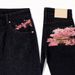 Retro Trendy Jeans Women's Casual Trousers Harajuku Cherry Blossom Embroidery Millennium Fashion_mkmklike.com