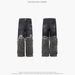 Men's Clothing ripped old retro street jeans denim stitching camouflage washed trousers_mkmklike.com