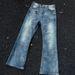 Men's Clothing Retro Washed Blue Denim Cleanfit Distressed High Street Vibe Flared Jeans_mkmklike.com