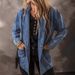 Women's Slim Fit Denim Jacket With Notched Lapel Single Button Open Front Casual Blazer For Spring & Fall_mkmklike.com