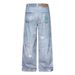 Men's Loose Wide Leg Jeans Retro High Street Style Trendy Cartoon Dog Print Design Casual Denim Pants_mkmklike.com