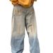 Men's Clothing Mud Dyed Ripped Dirty Jeans Spring Street Wasteland Style Washed Straight Wide Leg Trousers_mkmklike.com