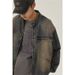 American Zipper Denim For Men In Spring Autumn, Trendy Cool, Casual Loose, Washed And Worn Workwear Jacket_mkmklike.com