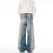 Men's & Women's Baggy Jeans With Handmade Splatter Paint & Vintage Wash - Loose Fit Straight Leg Denim Pants For Streetwear & Casual Style_mkmklike.com