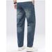 Men's Straight Leg Jeans Trendy Blue Comfortable Versatile All Seasons_mkmklike.com