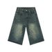 Vintage Washed Denim Shorts For Men – Relaxed Fit, Mid-Length, Straight Leg – Retro Summer Casual Shorts (Multiple Colors & Sizes)_mkmklike.com