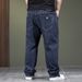 Large Size Men's Spring And Summer Solid Color Embroidered Jeans Men's Fattened Plus Size Versatile Simple Straight Business Pants Men_mkmklike.com