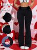 NY107 High-Waisted Stretch Flare Jeans for Women Elastic Waist Slimming Slightly Flared Long Jeans Versatile for Commute_mkmklike.com