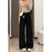 ELLE Black Fleece-Lined Thickened Straight-Leg Jeans For Women, Autumn And Winter, Plus Size, New Loose Slim Fit, Wide-Leg,_mkmklike.com