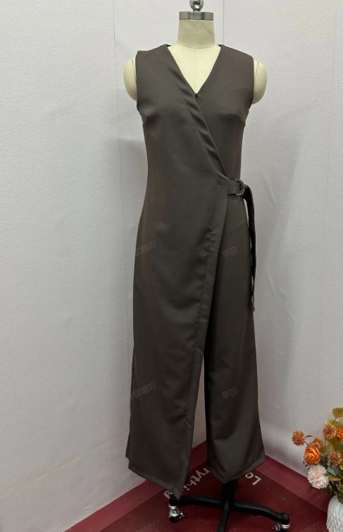 Women's Clothing Summer New Fashion Layered Solid Color Wide leg Jumpsuit Women's Clothing_mkmklike.com