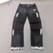 Men's Clothing Menswear Trendy Patchwork Distressed Washed Denim Cargo Pants With Hand Painted Finish And Y2K Star Logo._mkmklike.com