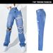 Women's Clothing Women's High Waist Straight Jeans Women's Loose Daddy Pants Washed Street Hole Spring And Autumn Carrot Pants_mkmklike.com