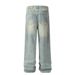 Post-apocalyptic Dirty Jeas High Street Tred Niche Loose Kife Cut Destroyed Vitage Casual Straight Log Pats For_mkmklike.com