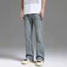 Men's Vintage Washed Flare Jeans - Relaxed Fit Clean Aesthetic Straight Leg Casual Pants For Men_mkmklike.com