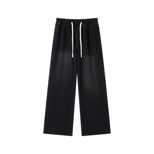 Unisex High Street Straight Leg Jeans - Retro Wide Fit Drawstring Pants For Men & Women, Casual Loose Denim Trousers_mkmklike.com