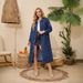 Women's Clothing Vintage Denim Duster Coat For Women – Slim Fit Long Jacket In Dark Blue, Plus Size Available_mkmklike.com