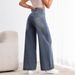 American Retro Wide-leg For Women, Washed, Drawstring, High-waisted, Loose, Drapey, Straight-leg Jeans_mkmklike.com
