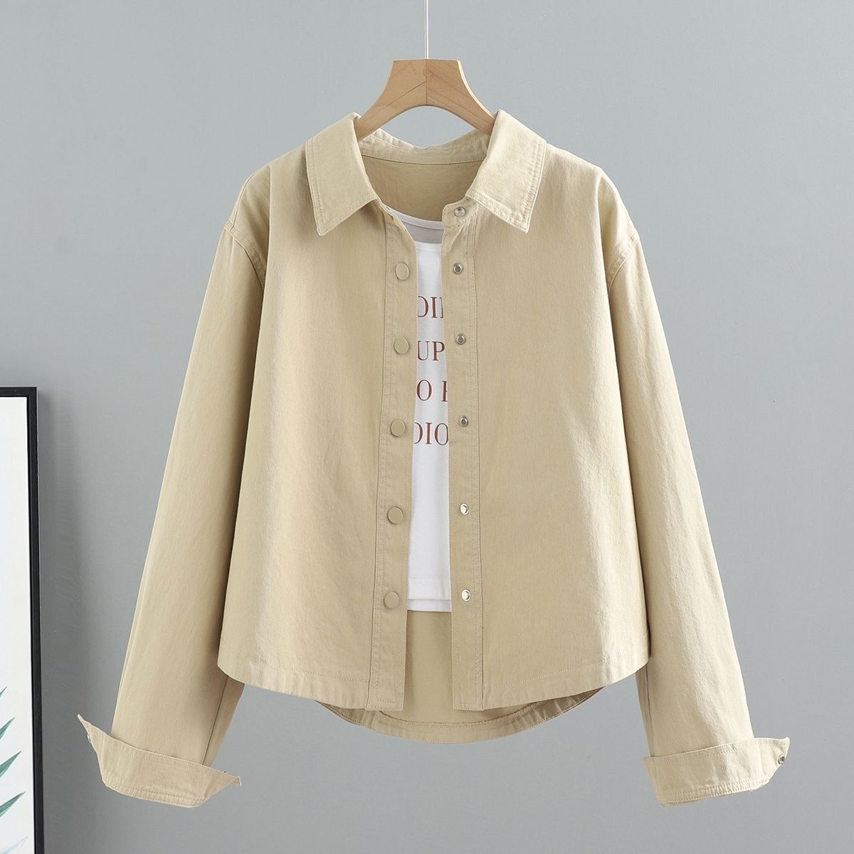 Chicco Denim Fashion For Women, Spring And Autumn Short Korean Style Loose Versatile Long Sleeve Shirt Workwear Jacket Top_mkmklike.com