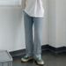 Nordmann Light Blue Jeans For Men, Spring Autumn, Straight Loose Wide-Leg Pants, Korean Style, Trendy And Cool, Draped Casual_mkmklike.com