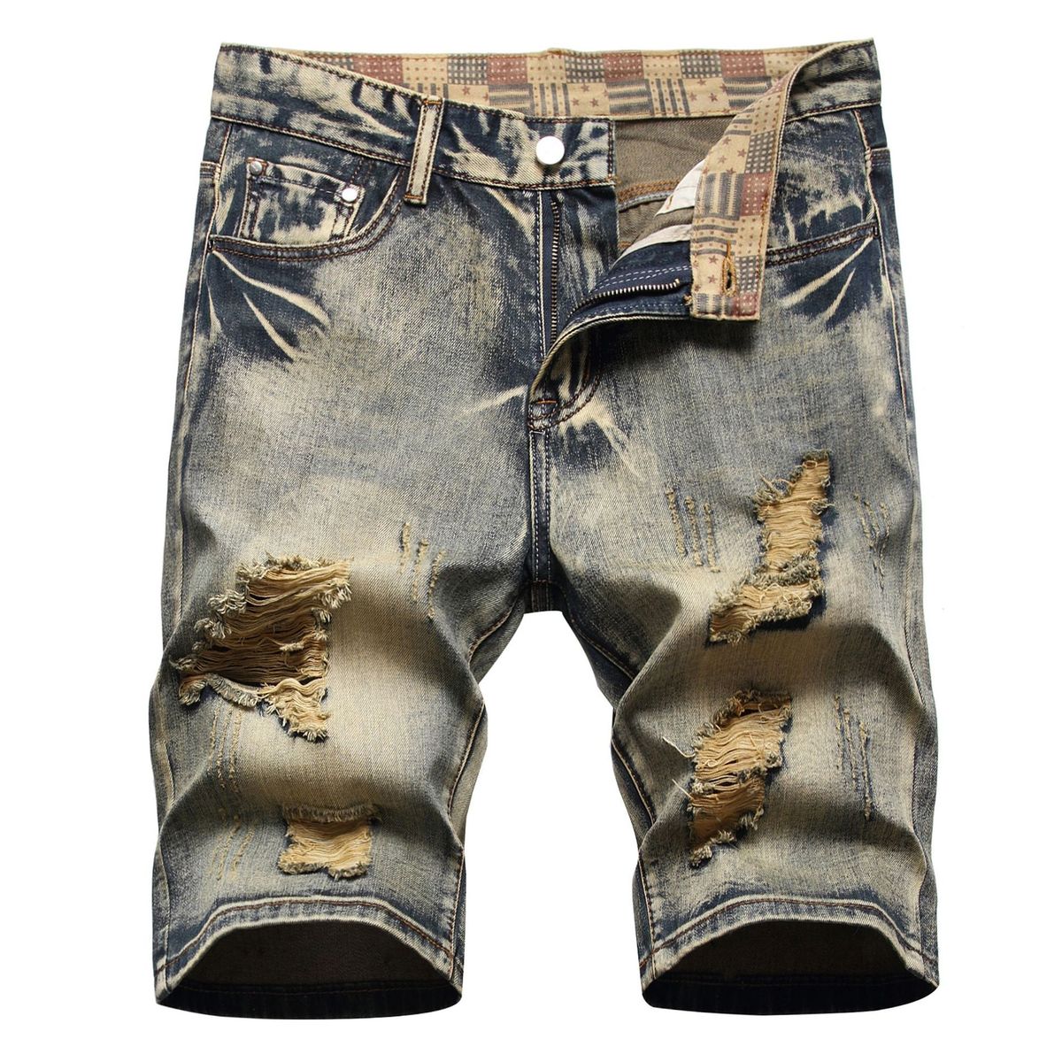 Men's Clothing In Stock 2024 Ashion Brand Jeans Straight Men's Slim Trousers Trendy Youth Denim Shorts_mkmklike.com