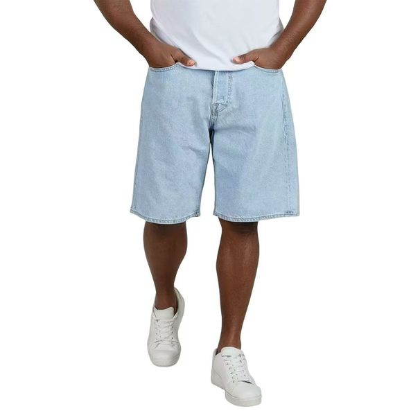 Summer Thin Light Blue Denim Shorts For Men, Straight Loose Fit, Versatile American Style, Hasome Five-Point Pants_mkmklike.com