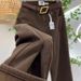 Melard Brown Fleece-Lined Thickened Wide-Leg Jeans For Women 2025 Autumn Winter High Waist Loose Slimming Straight Pants_mkmklike.com