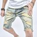 REPPUNK Men's Slim Fit Distressed Denim Shorts - Mid Waist Stretch Cotton Casual Cargo Pants For Teen Boys (Blue, Size 28-38)_mkmklike.com