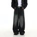 Men's Clothing Men's Retro Washed Black Jeans Loose Straight Leg Wide Leg Floor Length High Street Trendy Trousers_mkmklike.com
