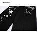 Unisex Vintage Washed Star-Print Jeans – High-Waisted Relaxed Fit, 60% Cotton, Distressed Hem, Y2K Streetwear Aesthetic (Black)_mkmklike.com
