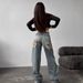 American Retro Hot Girl High Waist Straight Floor Length Trousers With Tattered Back Design Slim Jeans For Women In Four Seasons_mkmklike.com