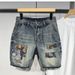 Men's Patch Embroidered Denim Shorts Handsome High Street Retro Casual Summer Fashion Brand_mkmklike.com