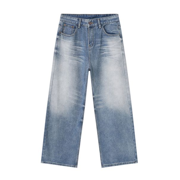 Men's Clothing Summer New Products Retro White Washed Pattern Design Drape Straight Jeans_mkmklike.com