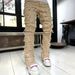 New Men's Street Fashion Ins Elastic Patch Denim Straight Leg Pants_mkmklike.com