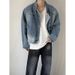 Retro Washed Denim Jacket For Men, Autumn Gradient Stand Up Collar Jacket For Men_mkmklike.com