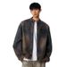 American Washed Denim Men, Loose Fashionable For Spring And Autumn, Casual Workwear, Stand Up Collar Jacket_mkmklike.com