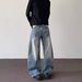 Retro Streetwear Baggy Jeans – 90s Vintage Loose Fit Denim Pants With Dropped Crotch (Blue/Black, S-2xl, Unisex)_mkmklike.com