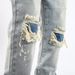 Men's Trendy Slim Fit Straight Leg Ripped And Patched Jeans High Street Style Retro Washed Pants Streetwear_mkmklike.com