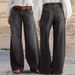 Women's Stretch mid Rise Wide Leg Jeans Casual Solid Color Straight Leg Denim for Spring/Autumn Summer Export to Europe And America_mkmklike.com