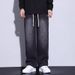 Men's Retro Style Lightweight Distressed Jeans High Street Washed Elastic Waist Straight Leg Wide Leg Long Pants Trendy Spring Autumn_mkmklike.com