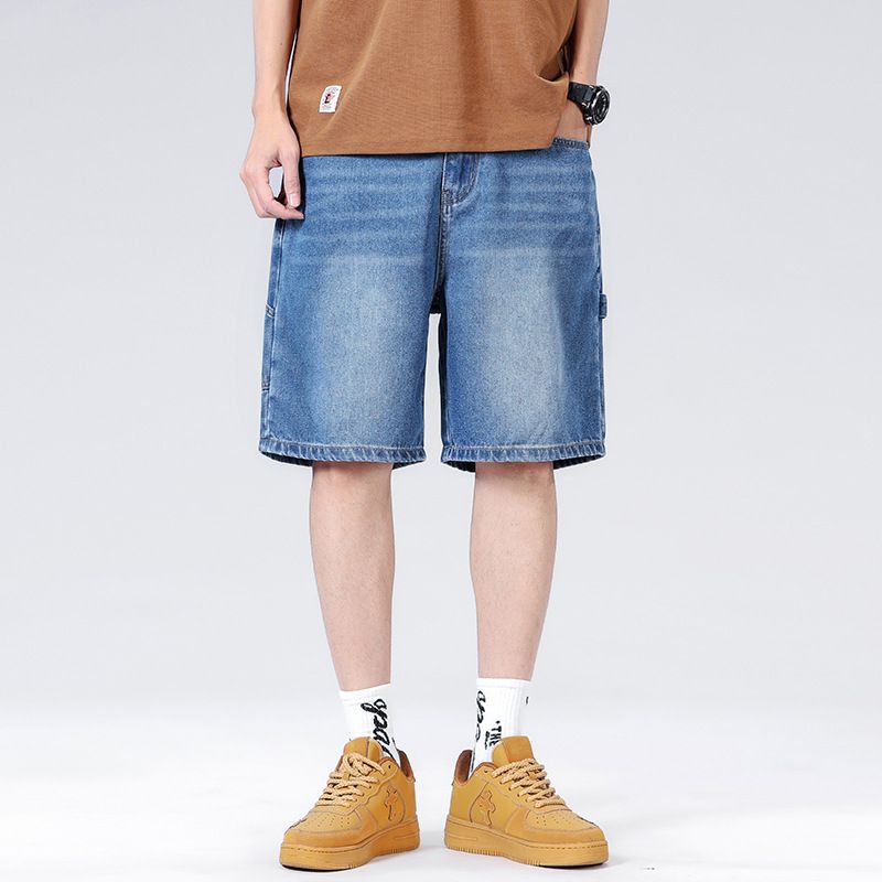 In Stock Men's Denim Summer Loose Casual New Versatile Simple Five-Point Mid-Length Shorts_mkmklike.com