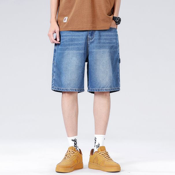 In Stock Men's Denim Summer Loose Casual New Versatile Simple Five-Point Mid-Length Shorts_mkmklike.com