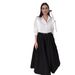 Women's Clothing all match solid color shirt high waist large swing skirt two piece suit_mkmklike.com